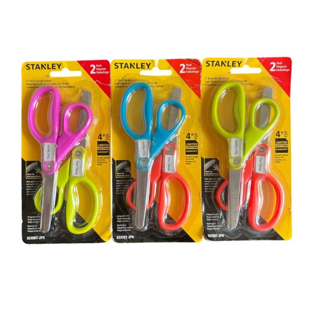 Stanley Minnow 5in Blunt Tip Kids Scissors Lot of 3 2-Packs 6 Total New